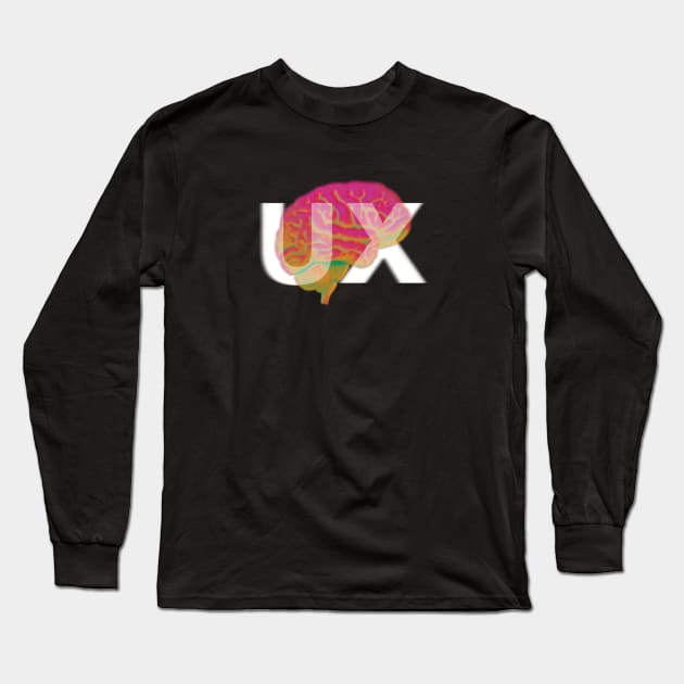 UX Brain - White Text Long Sleeve T-Shirt by Grace McIsaac Designs